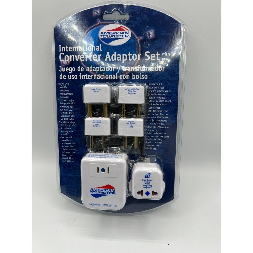 American Tourister International Converter Adaptor Set With Travel Pouch - H5-4